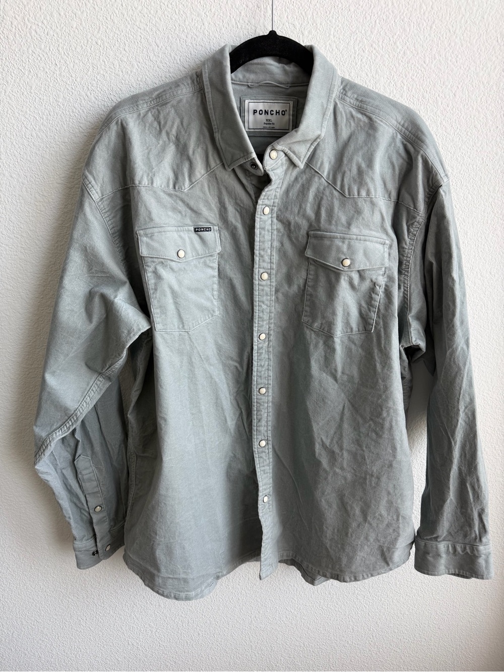 Poncho The Mouflon Men’s Corduroy Pear Snap XXL Gray